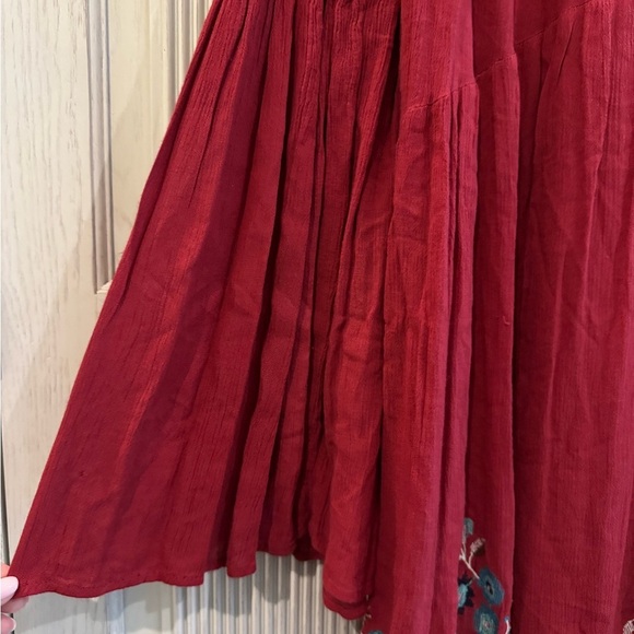 FREE PEOPLE Red Floral Te Amo Bohemian Mini Dress, Large - Picture 7 of 16